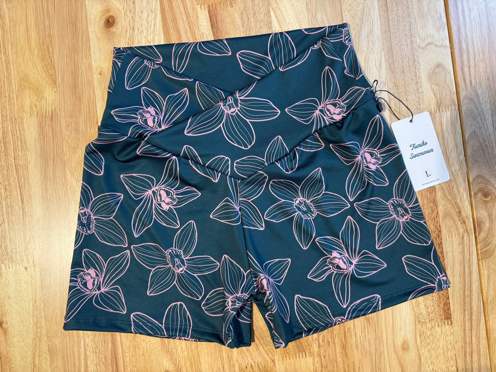 Luana Shorts- Teal Orchids