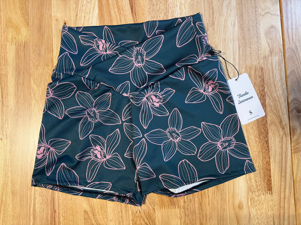 Luana Shorts- Teal Orchids