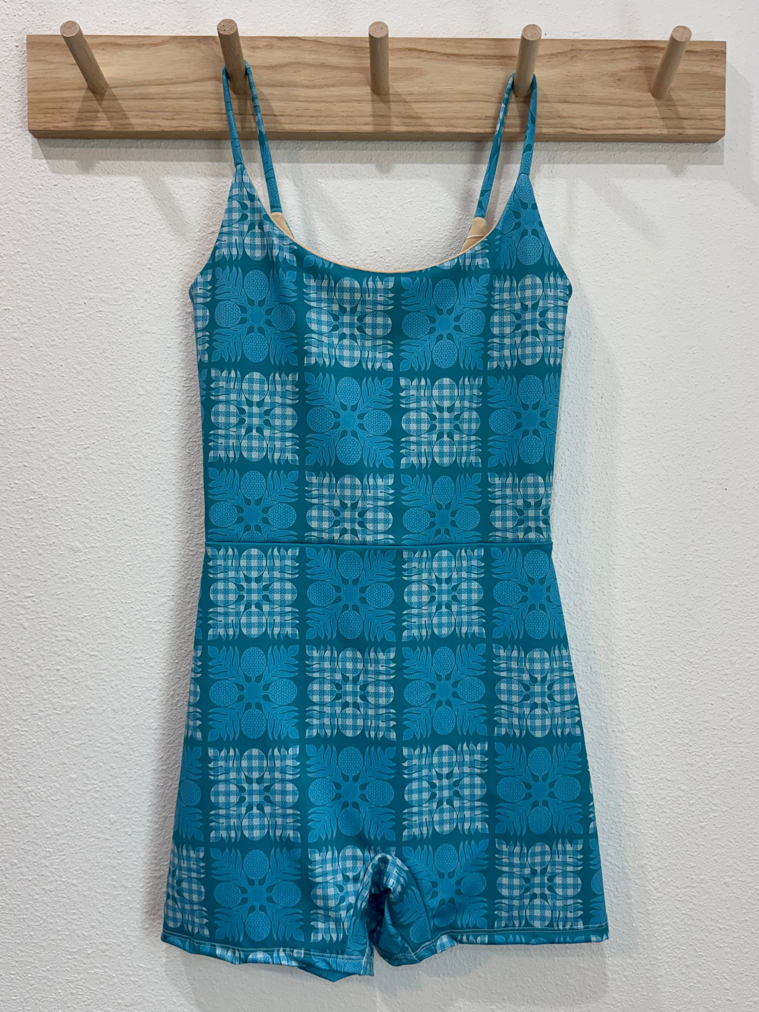 Maʻalahi Bodysuit in Teal Palaka Kuiki