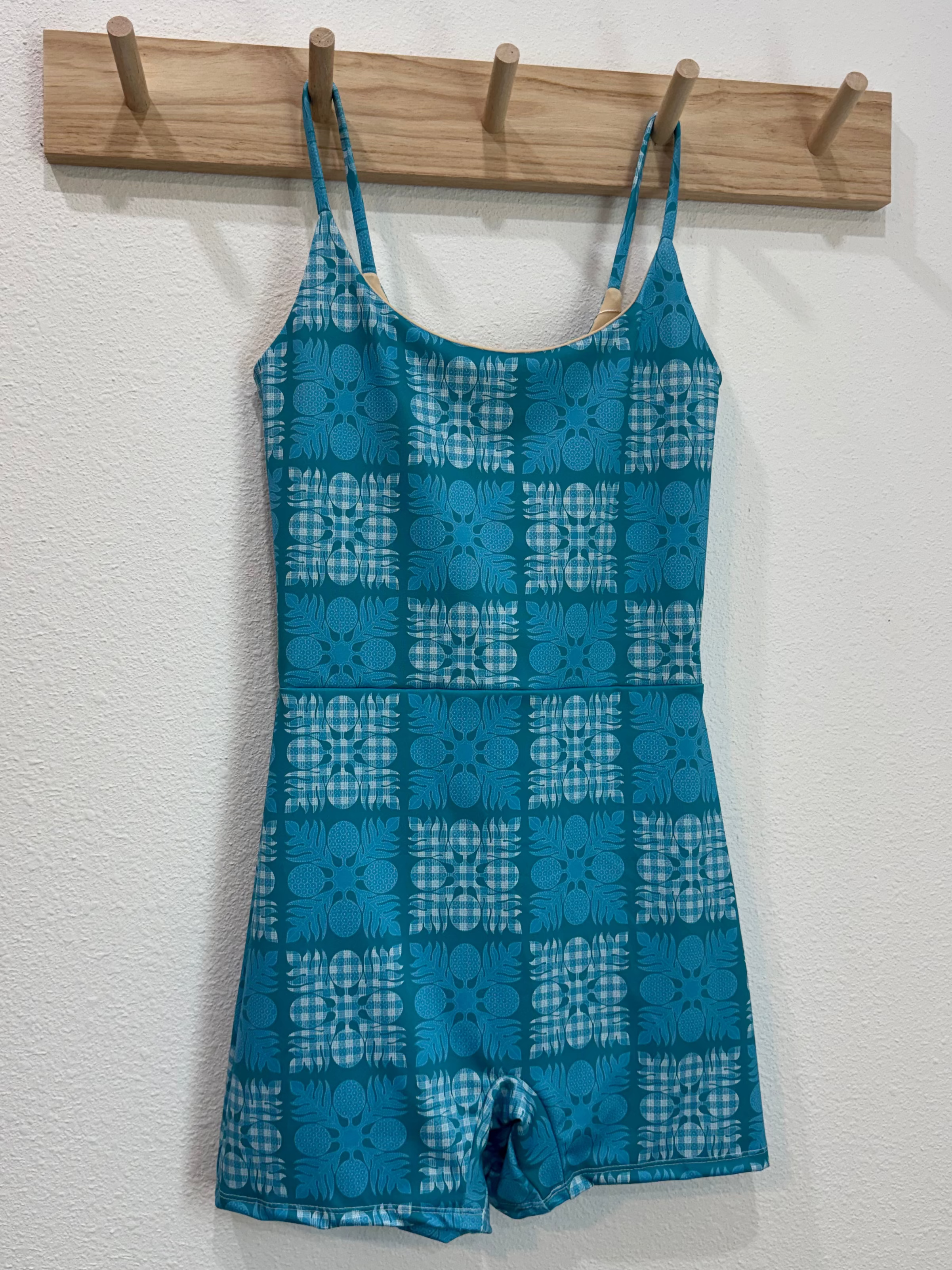 Maʻalahi Bodysuit in Teal Palaka Kuiki