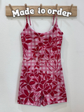 Maʻalahi Bodysuit in Pink Plumeria Palaka- MADE TO ORDER
